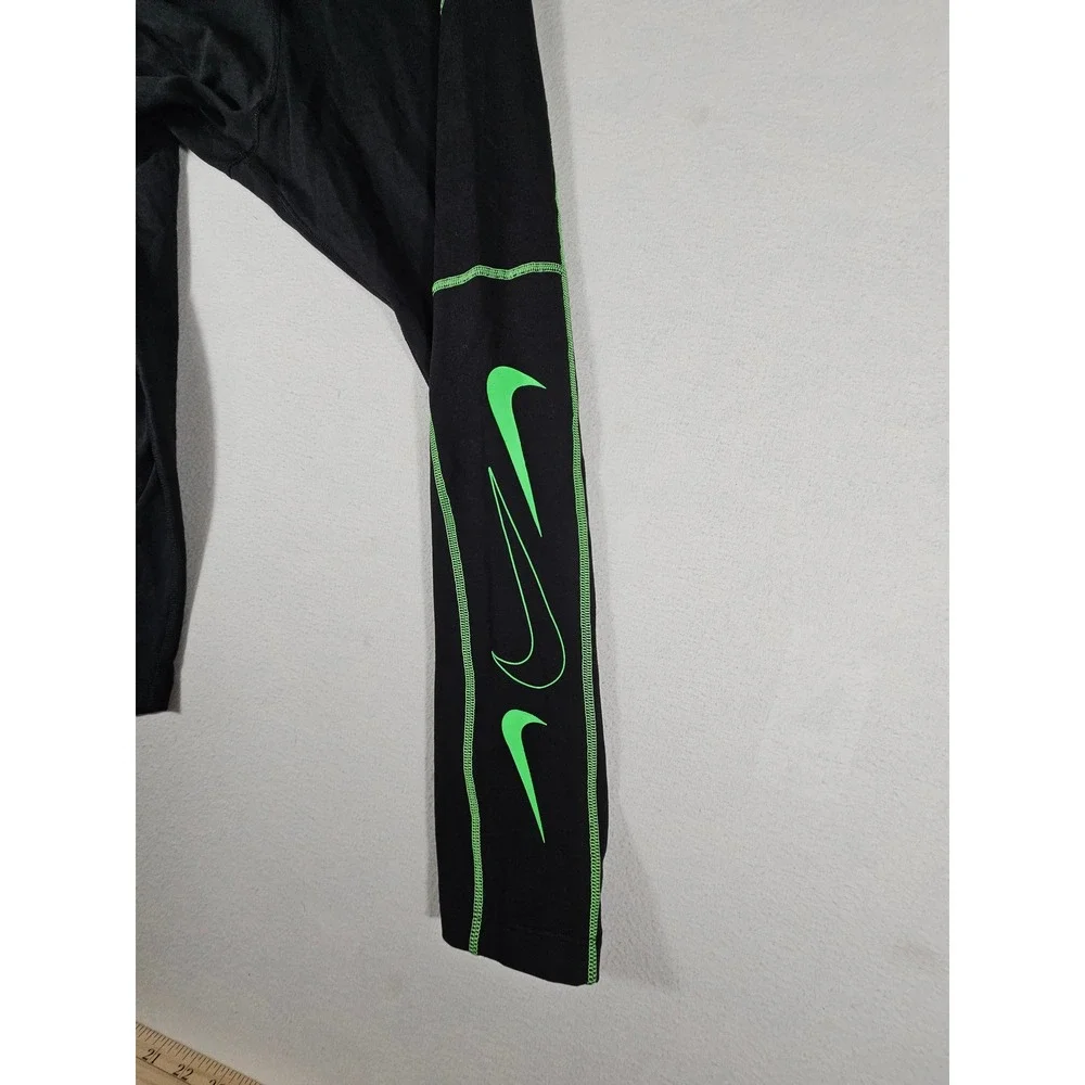 NWT Nike Tight Fit Regular Length Women Black Neon‎ Green Swoosh Legging Size 1X